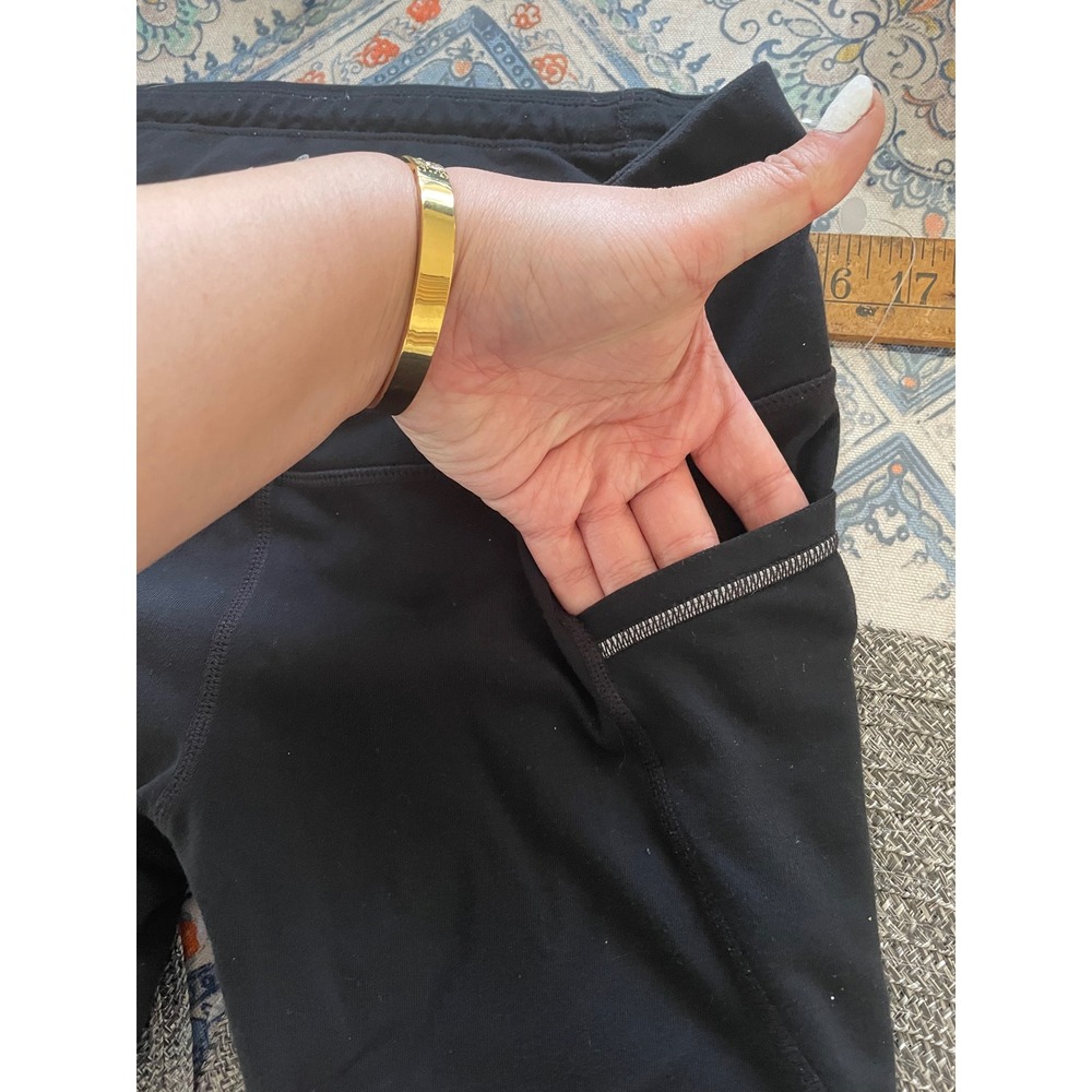 Athleta Womens Black Mesh Panel 7/8 Leggings Side Pockets Size S Small - Picture 3 of 4